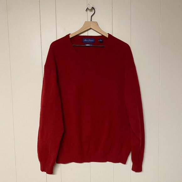 Men's Alan Flusser 100% Cashmere V-Neck Sweater, Red, Size XL. - Picture 1 of 6